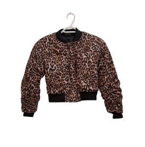 Art Class Kids Leopard Print Bomber Jacket Size L 10 12